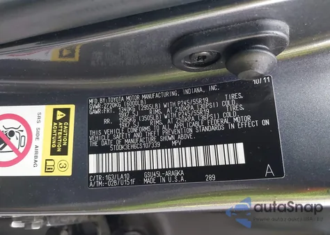 2012 Toyota Highlander Limited V6 z USA, uszkodzony, nr VIN 5TDDK3EH6CS107339